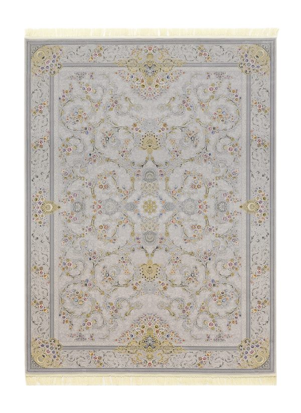 فرش ماشینی سنتی کد 9009 نقره ای
